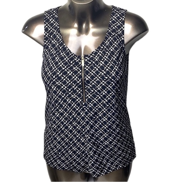 Jones New York Sleeveless Scoop Neck Top Blouse Pull In Zip Front Size Medium - Picture 4 of 12